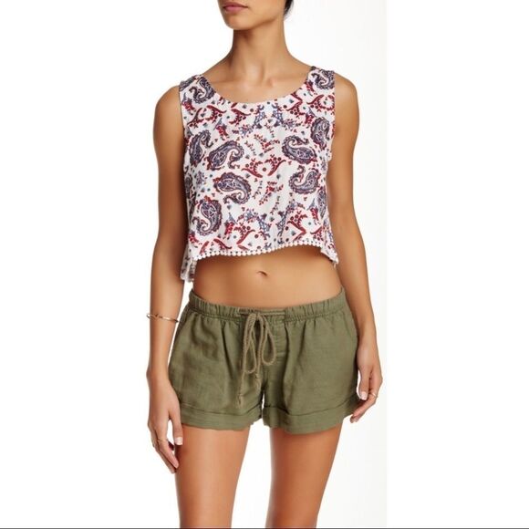 Boho Sleeveless Round Neck Floral Paisley Print Crop Top by RAGA - NEW - Picture 3 of 4